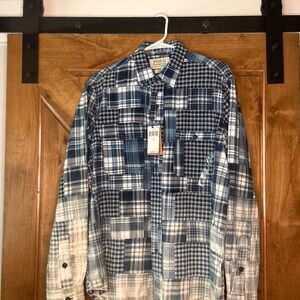 Ralph Lauren Navy and White Plaid Men's Shirt NWT Size Large